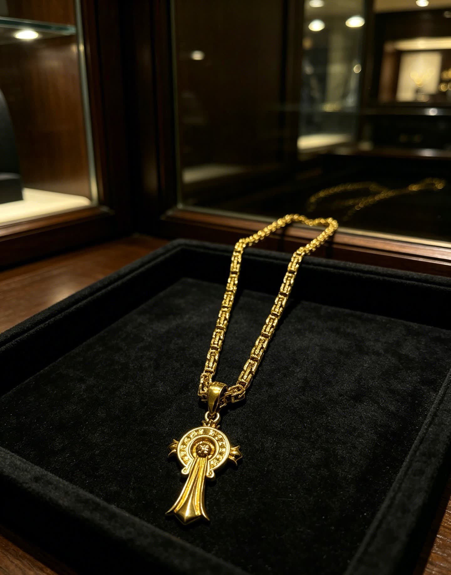 Chrome Hearts Gold-Plated Chain with Cross Pendant